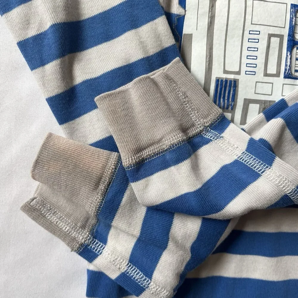 Hanna Andersson Star Wars R2-D2 Pajamas Top Bottom 10/140 Stripe Blue Organic